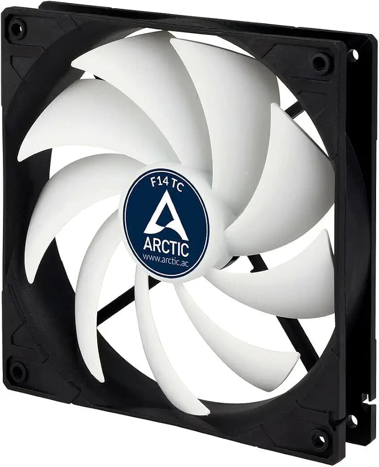 ARCTIC F14 TC - Flüsterleiser 140mm Hochleistungs-Gehäuselüfter, AC Lüfter mit Temperaturen Sensor, Lüftergeschwingkeit 400-1.350 RPM, sehr lange Betriebsdauer - Schwarz