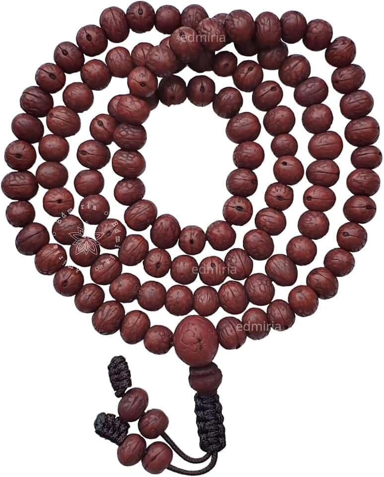 Rudraksha Mala 108 Beads, Handmade Buddhist Prayer Japa Mala Necklace for Meditation, Yoga, Mindfulness, Spiritual Healing, Natural Rudraksha Beads Prayer Jewelry, Unisex Gift for Men & Women