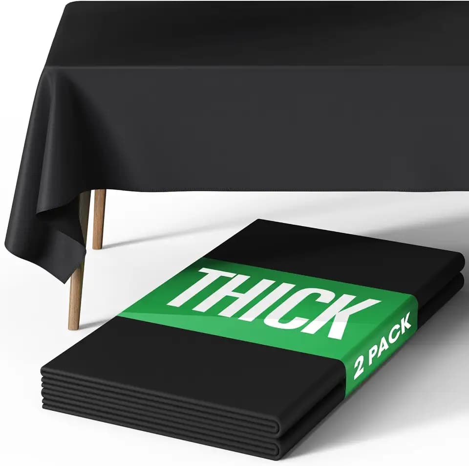 Pureegg Polyester Tablecloth 60" x 84" Reusable & Washable 2 Pack Black