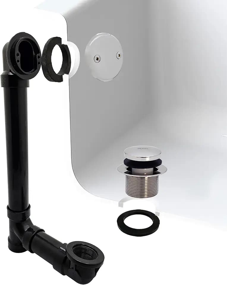 Westbrass A4931-26 1-1/2" x 12" Bath Waste & Overflow Assembly with Tip-Toe Drain Plug and 2-Hole Faceplate - Sch. 40 ABS Pipe, Polished Chrome
