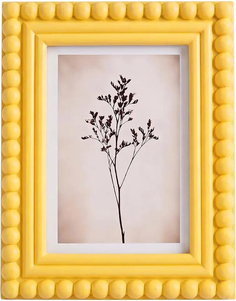 1 Pcs 5 x 7 Inch Picture Frame Beaded Photo Frame, Yellow
