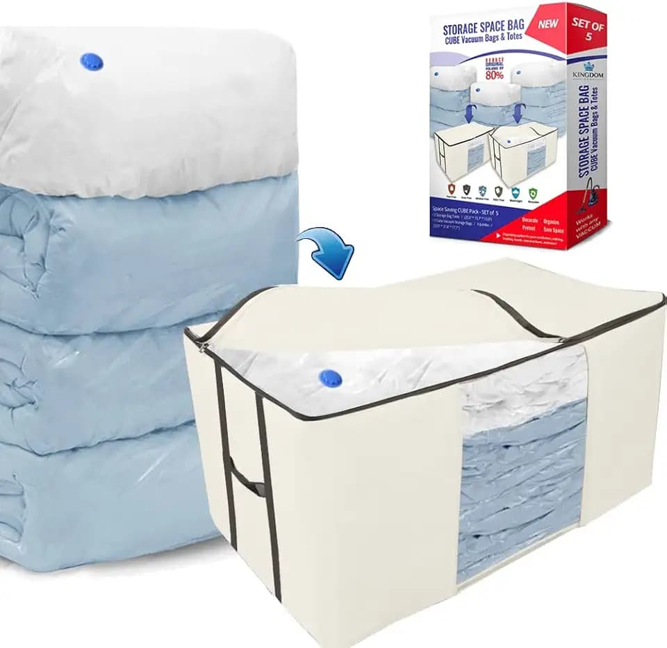Vacuum Storage Bags, Cube Space Saver Bags, Bedding Space Saving Organizer
