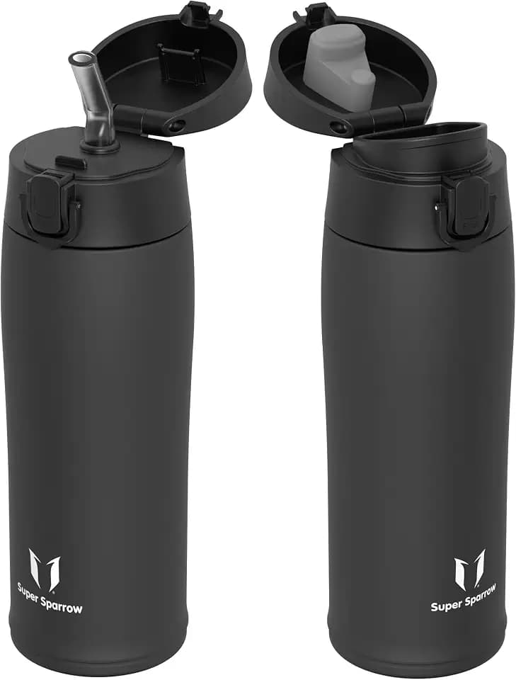 Super Sparrow Trinkflasche Edelstahl 18/8 - Trinkbecher - 500ml - BPA-Frei, Auslaufsicher Thermobecher, Trinkflaschen für Sport, Unterwegs, Schule, Outdoor, Büro, Zuhause