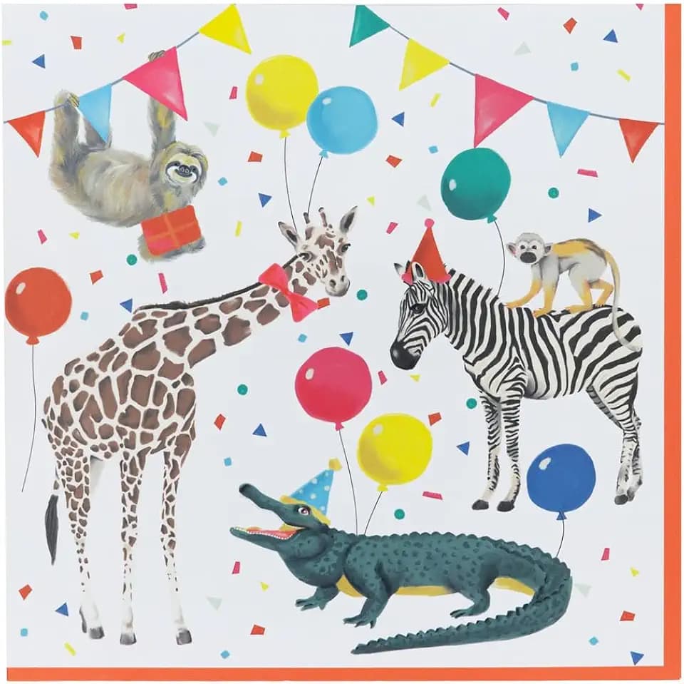 Talking Tables 20 x Safari Animal Napkins - Party Animal Napkins for Kids | Jungle Birthday, Recycled Paper, Disposable Luncheon Napkins, 13 x 13 in