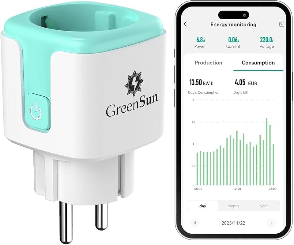 GreenSun Smart Steckdose mit Strommessung Balkonkraftwerk PV Stromzähler