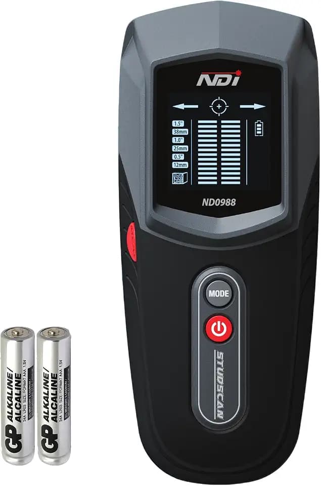 NDI ND0988 Stud Detector – Precise Wall Scanner for Wood Stud Detection with Multiple Depth Modes, Backlit LCD Display, and Audio Alerts – Ideal for Home Renovations and Installation Projects