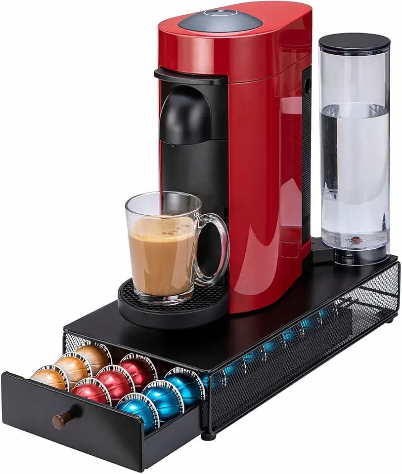 Coffee Pod Drawer Organizer for Nespresso Vertuo, 30 Pods, Black