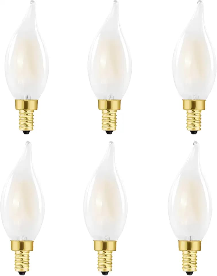 E12 Frosted LED Candelabra Bulb 40W Dimmable 2700k Warm Candle Bulb