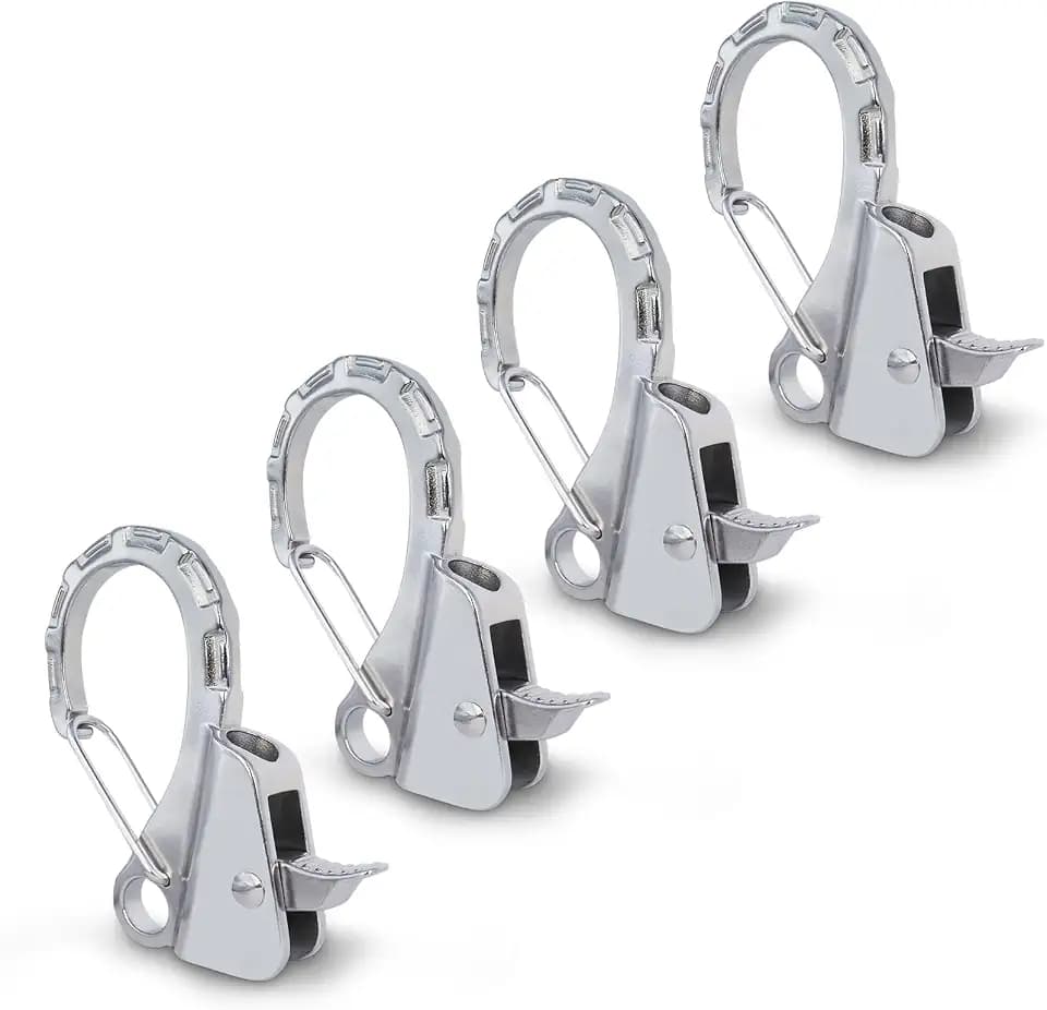 Stainless Steel Boat Fender Clips Quick Release Clips Boat Bumper Buoy Holders for Rail, Clamp on 1/4" - 3/8" Rope for Fastening Fender Lines, Ideal for Docking