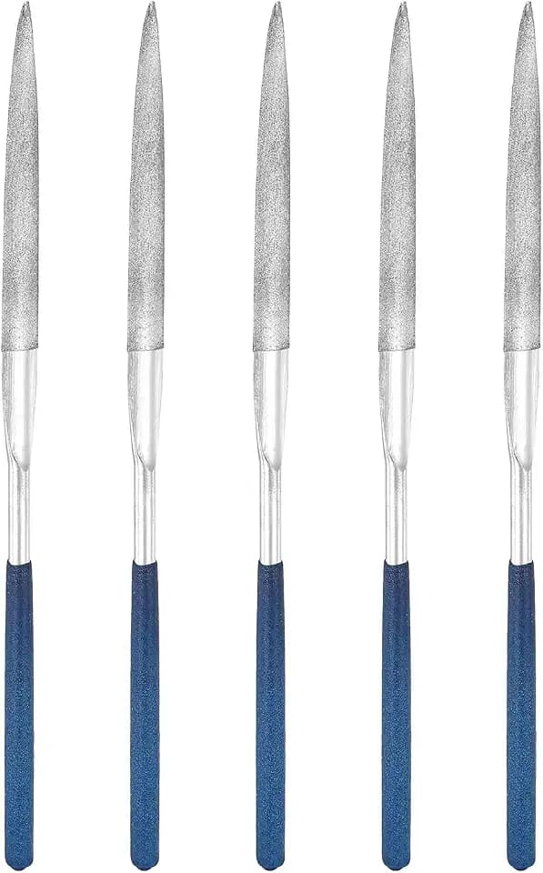 HARFINGTON 5Pcs Diamond File 5x180mm Half-Round Diamond Needle Silver File