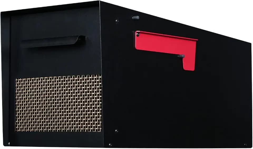 X-Large Mailboxes for Outside Post Mount Mailbox, Galvanized Steel Key Lock Mail Box with Magnetic Latch & Fine Mesh Decorative Door, Weather Resistant, 20.9 x 10 x 10.6 Inches, Black