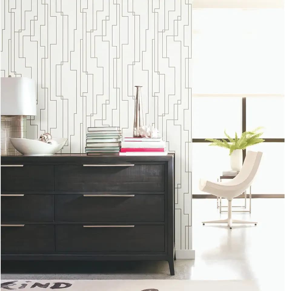 RoomMates Grey Geo Circuits Peel and Stick Wallpaper