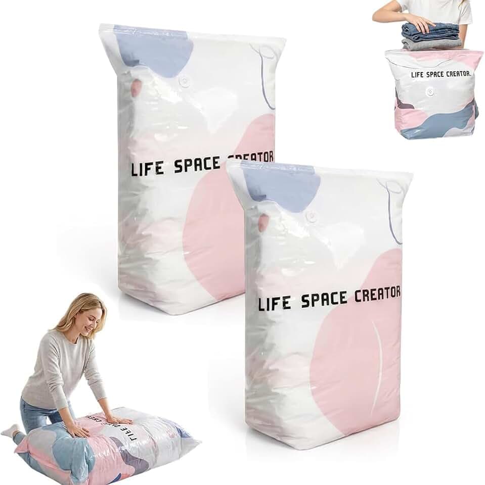 2-Pack (XL) Better Life Space Bags – No-Pump Vacuum Storage