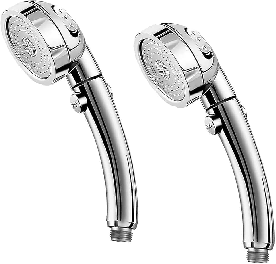 Marbrasse High Pressure Shower Head, Angle-Adjustable Water Saving Body Sprays… (Chrome, 2Pack)