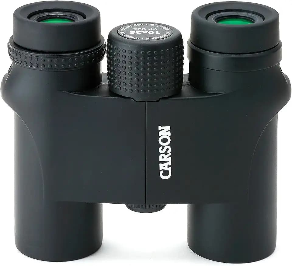 Carson 10x25 Standard Fernglas der Baureihe VP – absolut wasserdicht und unempfindlich gegen Beschlagen, 10x25mm Compact-Size