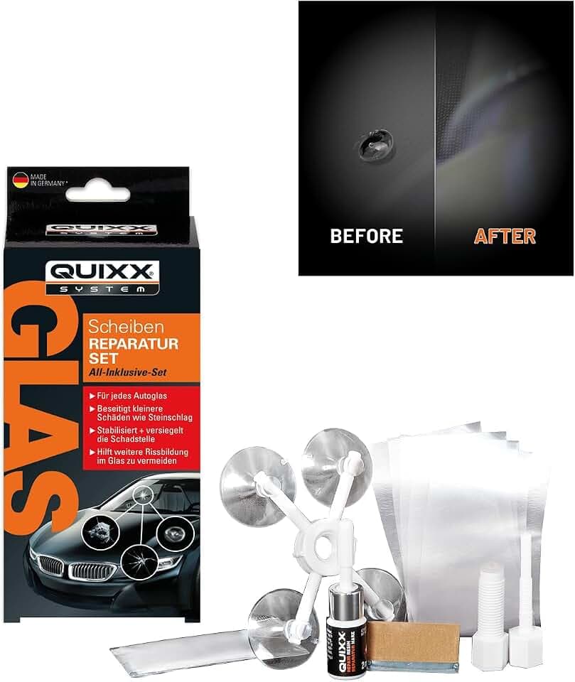 Quixx 10210 Reparaturset für Windschutzscheibe Steinschlag Reparaturset Scheibenreparatur