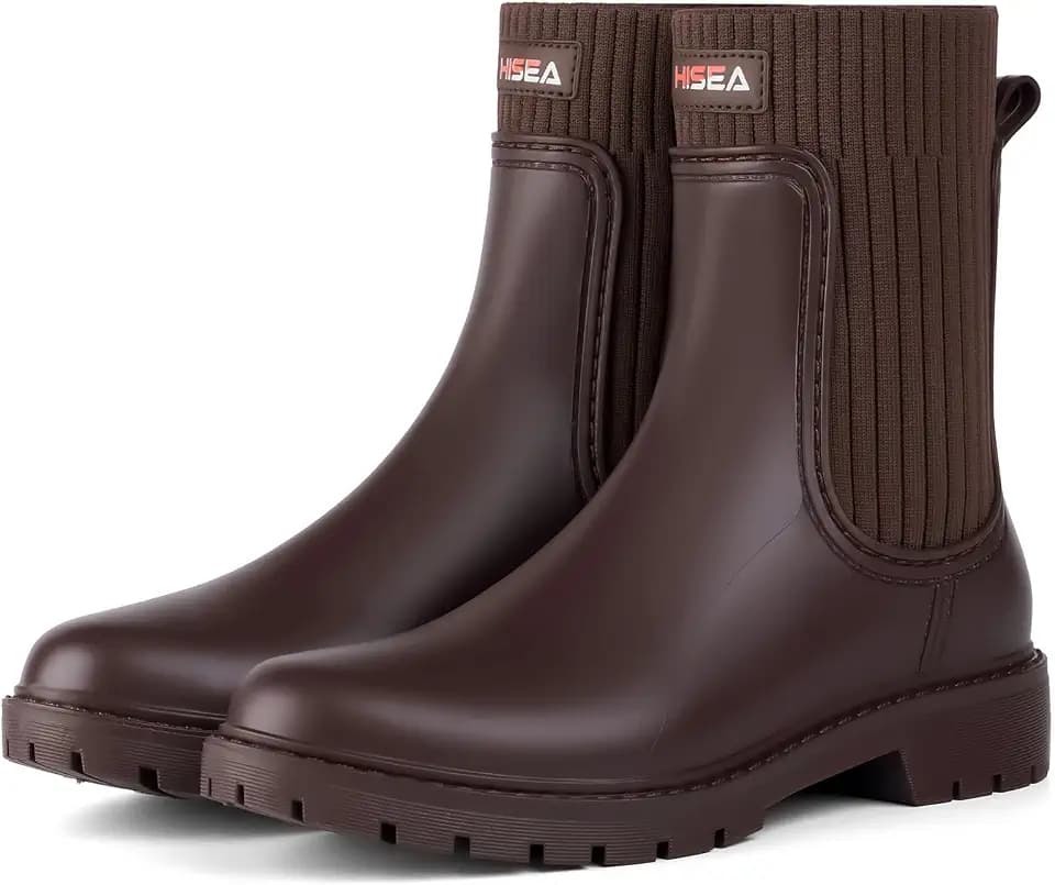 HISEA Women's Waterproof Ankle Rain Boots Short Rubber Garden Shoes