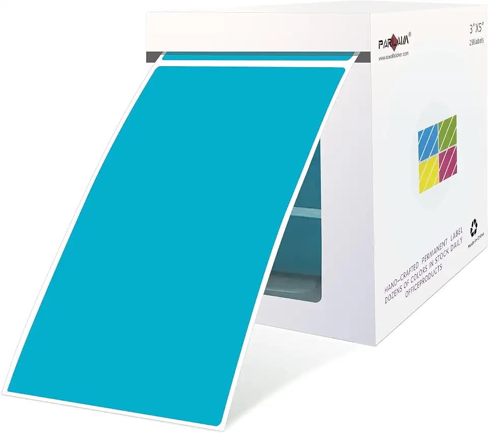 5 x 3 inch Rectangle Sticker Label,250P Adhesive Teal Inventory Sticker