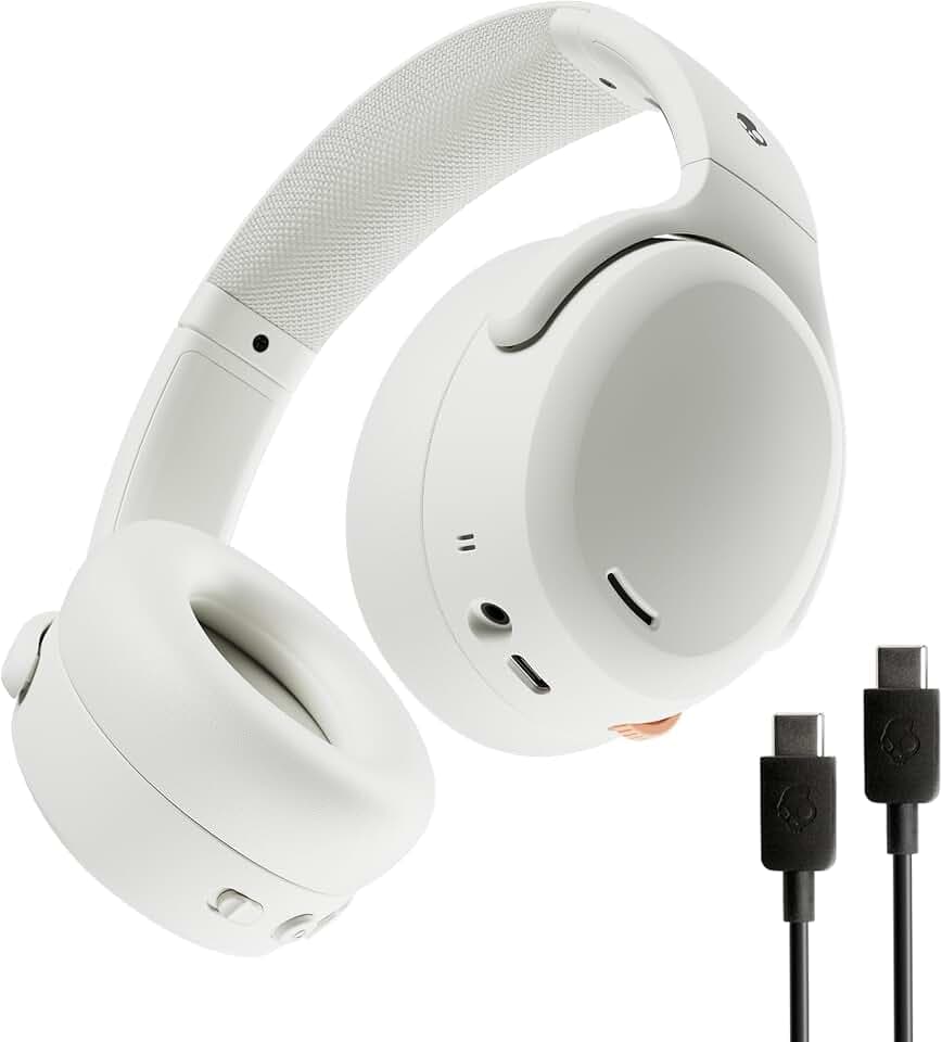 Skullcandy Crusher ANC 2 Over-Ear Noise Cancelling Wireless-Kopfhörer mit Sensory Bass, Extra Charging Cable 50 Std. Akkulaufzeit, Skull-iQ, Alexa-Unterstützung, Mikro, Bluetooth-kompatibel, Bone