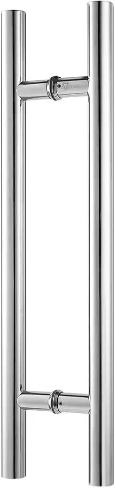 TOGU TG-6012 300mm /12 inch SUS 304 Stainless Steel Door Pull Handle/Long Door Handle with Solid mounting standoffs,Working as Push Pull Door Handles/Shower Door Handle, Polished Chrome Finish