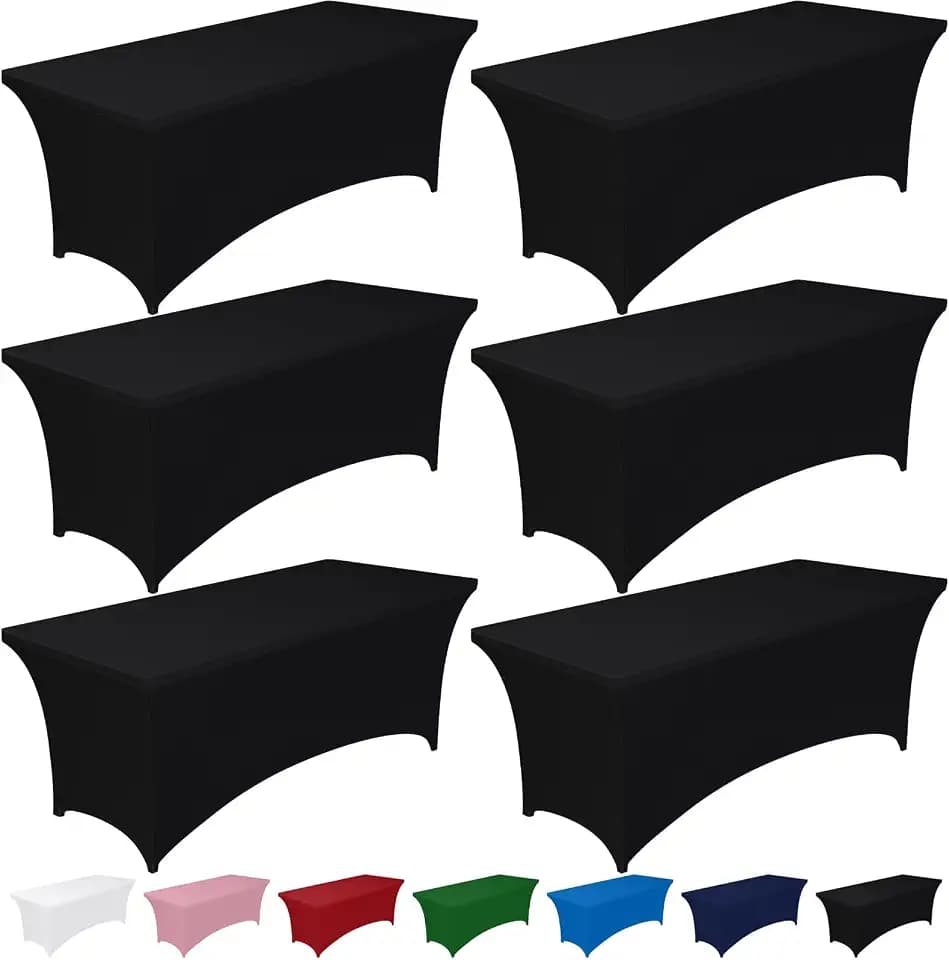 Pureegg Spandex Tablecloth 6ft 6 Pack Black