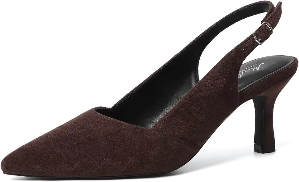 Mostrin Kitten Heels for Women Slingback Pointed Closed Toe Heels Women's Pumps Shoes for Wedding, Party, Commuting