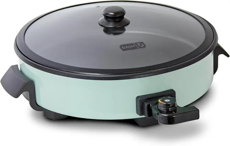 Dash Family Size Electric Skillet with Lid, 6-Quart Nonstick, Aqua
