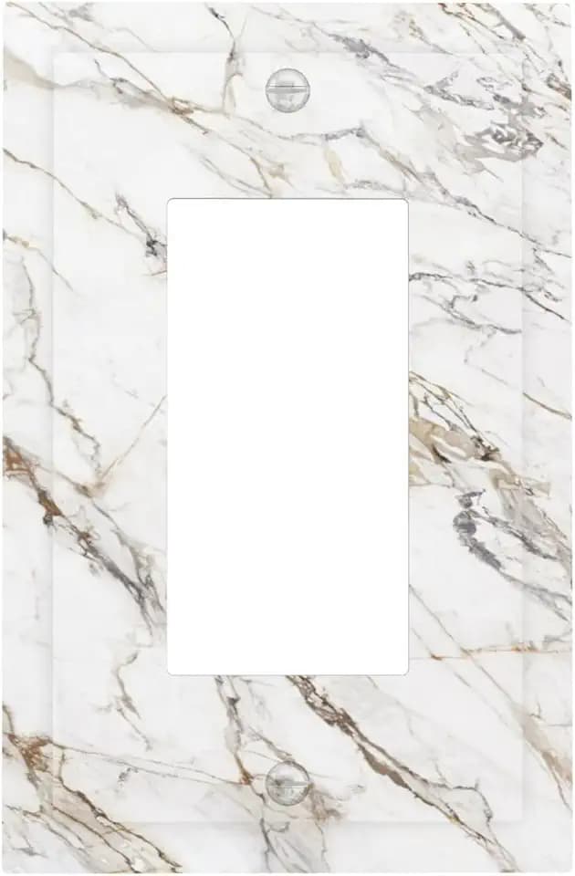 Light Switch Cover Plate White Brown Marble Abstract Modern Luxury 1 Gang Outlet Covers Single Rocker Decorative Switch plates Electrical Wall Plates GFCI Receptacle for Bathroom Kitchen Decor