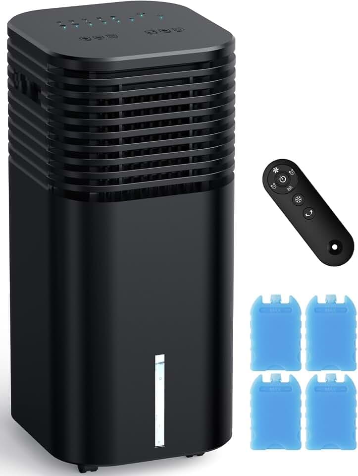 Windowless Air Conditioner Portable 1800CFM w/4 Modes&3 Speeds, 15H Timer&17FT Remote, 2 Gal Tank for 24H Cooling Swamp Cooler, 4Ice Packs, 120° Swing Evaporative Air Cooler No Hose for Room