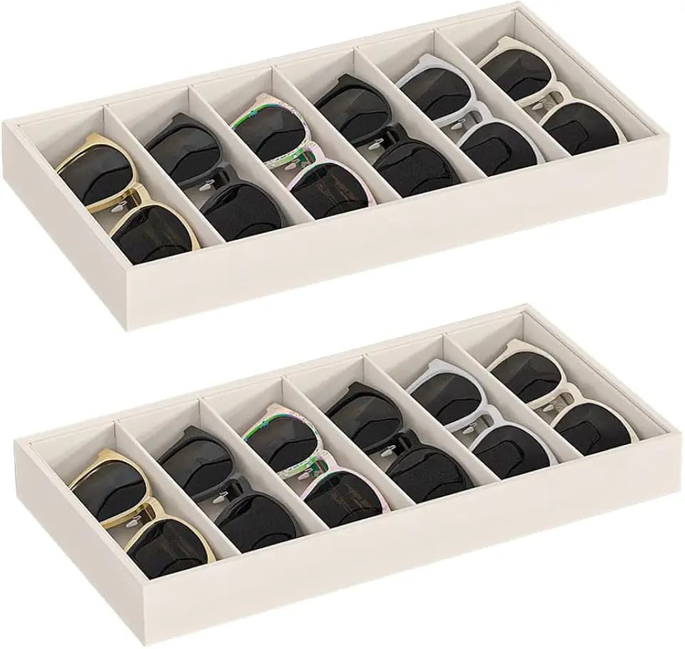 Sunglass Organizer Tray,Eyeglass Storage for Multiple Glasses,Jewelry and Sunglasses Drawer Organizer (Beige 2)