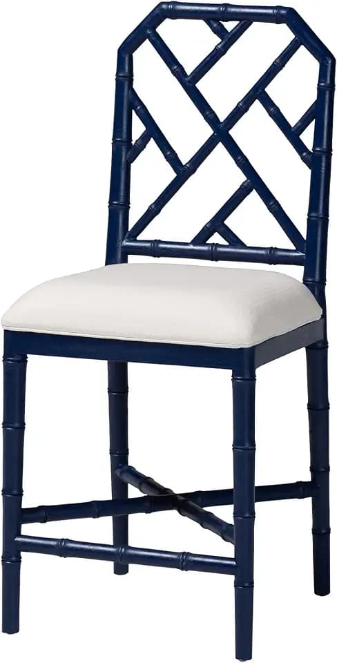 Bali & pari Sergio Wood Counter Stool, Navy Blue