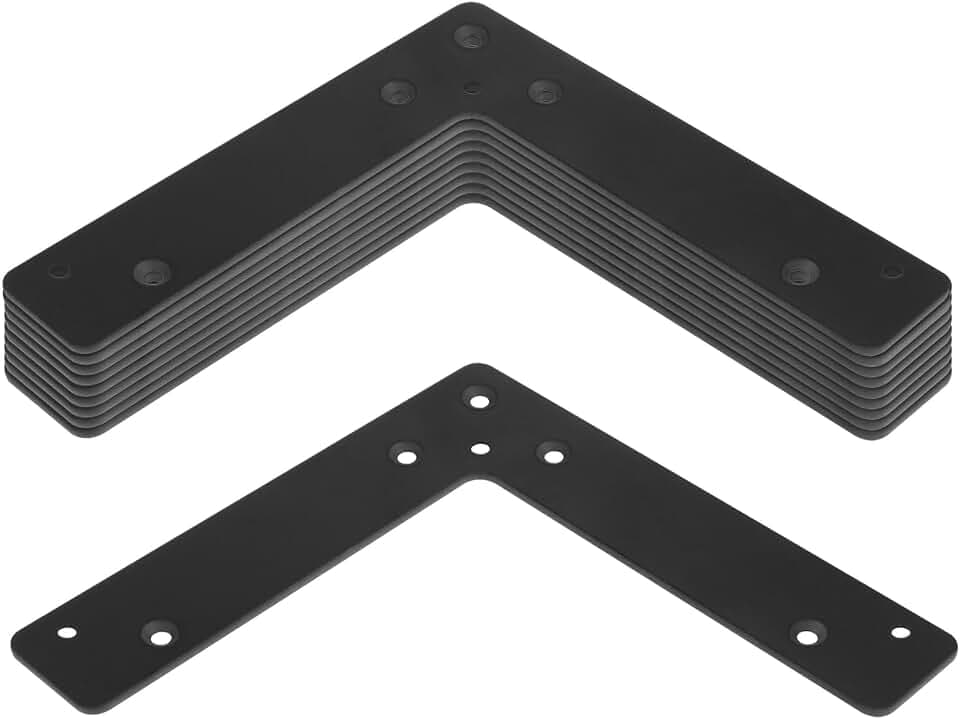 GBGS 10 Pcs 6" Flat L Corner Brace,Black Mending Plate