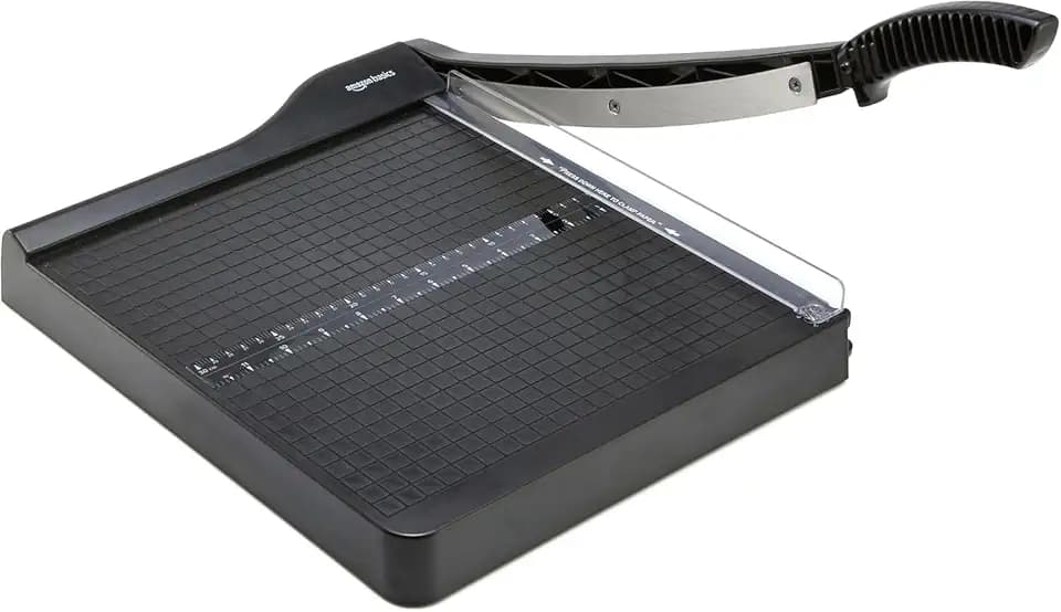Amazon Basics Paper Trimmer Cutter for Office and Crafts, Heavy-Duty, Portable Guillotine Paper Cutter with Blade Lock, 12-Inch, 10-Sheet Cardstock, Photos