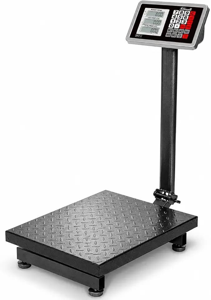 XtremepowerUS 700LB Weight Computing Postal Scale Digital Floor Large Platform Warehouse Shipping LB Price Calculator Luggage Package Shipping Mailing Postal Scale with Accurate LB/KG Foldable