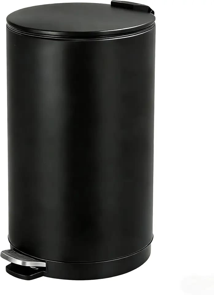 Towallmark 30L/8Gal Round Trash Can, Stainless Steel Garbage Can with Soft Close Lid, Step-On Garbage Bin with Removable Inner Bucket and Foot Pedal, Removable Inner Bucket for Living Room, Kitchen