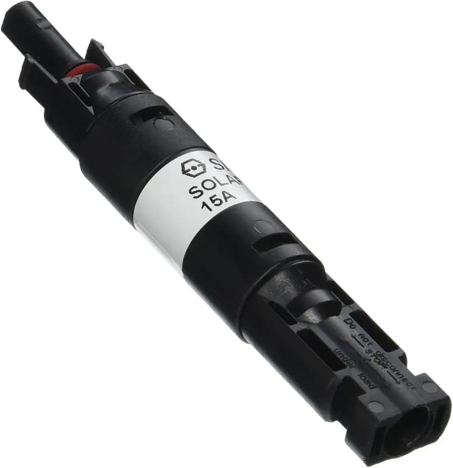 Renogy 15A Male and Female Connector Waterproof in-Line Fuse Holder w/Fuse, Black