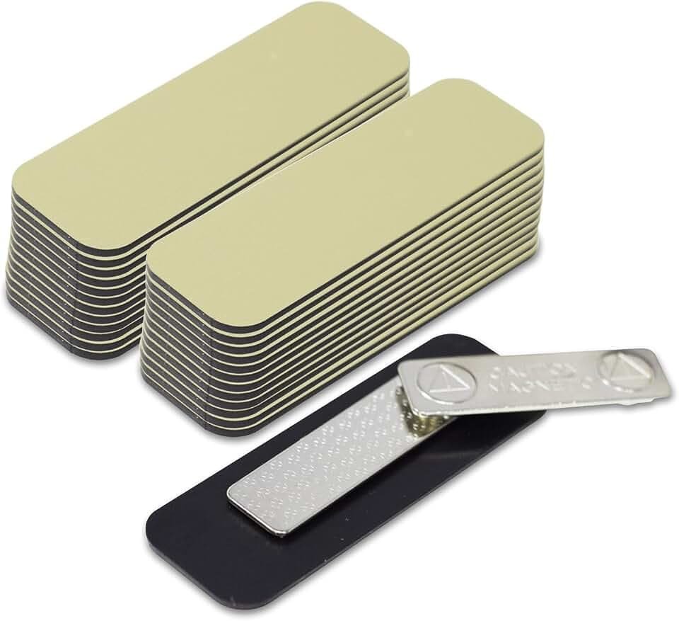 Brushed Gold Name Tag Blanks – 25 Pack, 1" x 3", Round Corners, Durable Plastic Engravable Badges with Magnetic Backing – All Quality Badges