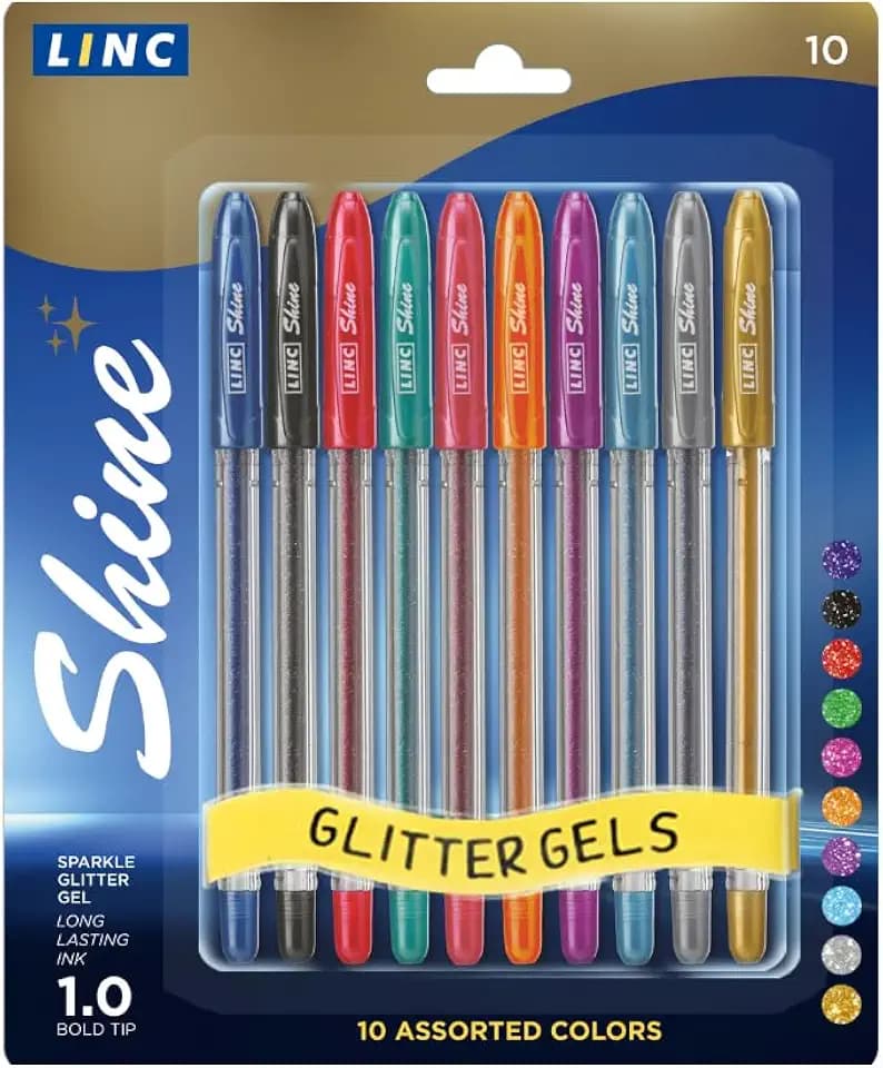 Shine glitter gel pen 10 pk - Assorted