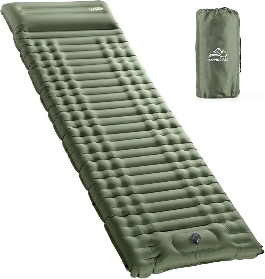 Elegear 4.7” Thick Sleeping Pad for Camping, Inflatable, Single, Green