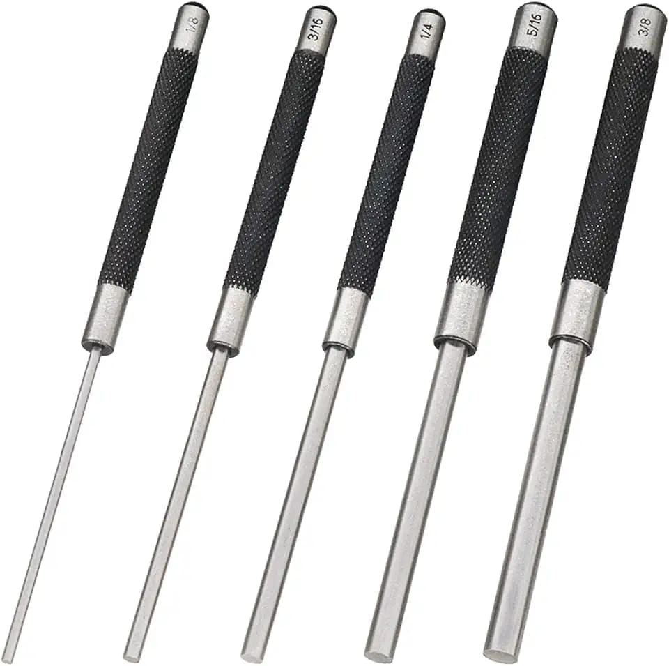 WHLLING 5-Piece Roll Pin Punch Set, 8-Inch Carbon Steel Pin Punch Set