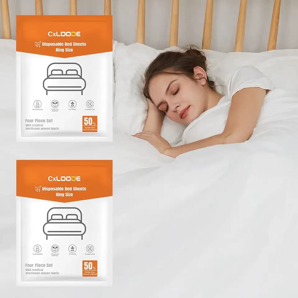 2 Pack Disposable Bed Sheet King Size Disposable Fitted Sheet