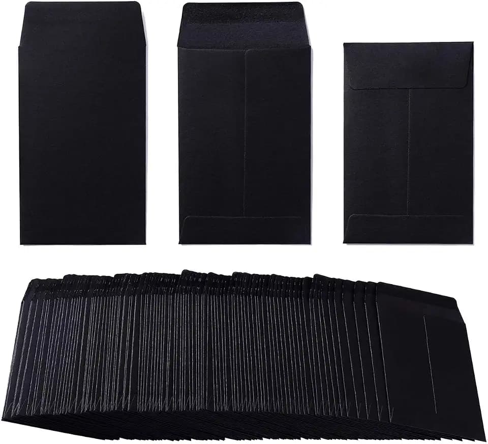 100 Pack Black Small Coin Envelopes, 2.25×3.5 inch