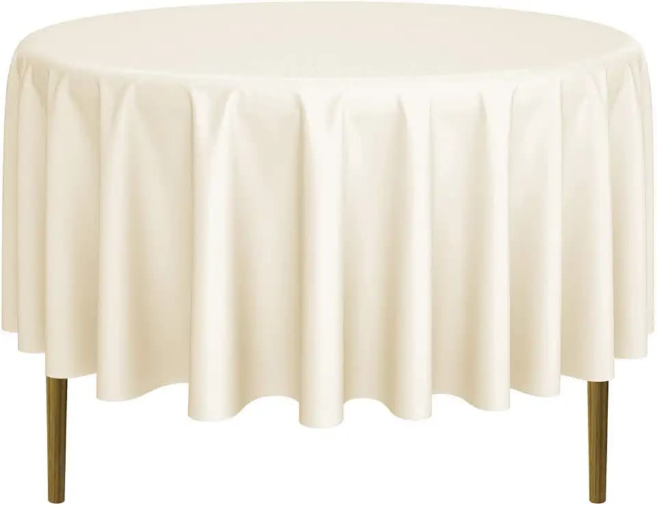 Lann's Linens - 90" Round Premium Tablecloth for Wedding/Banquet/Restaurant - Polyester Fabric Table Cloth - Ivory