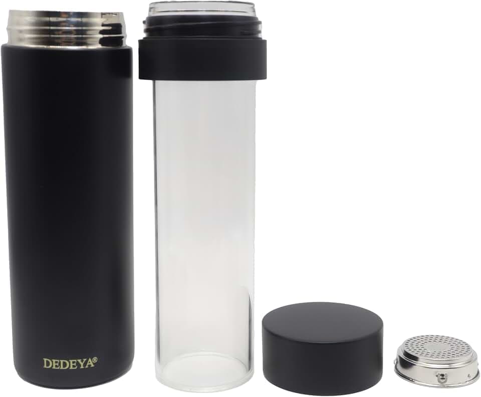 15oz glass lined thermos with tea strainer for Hot and Cold drink