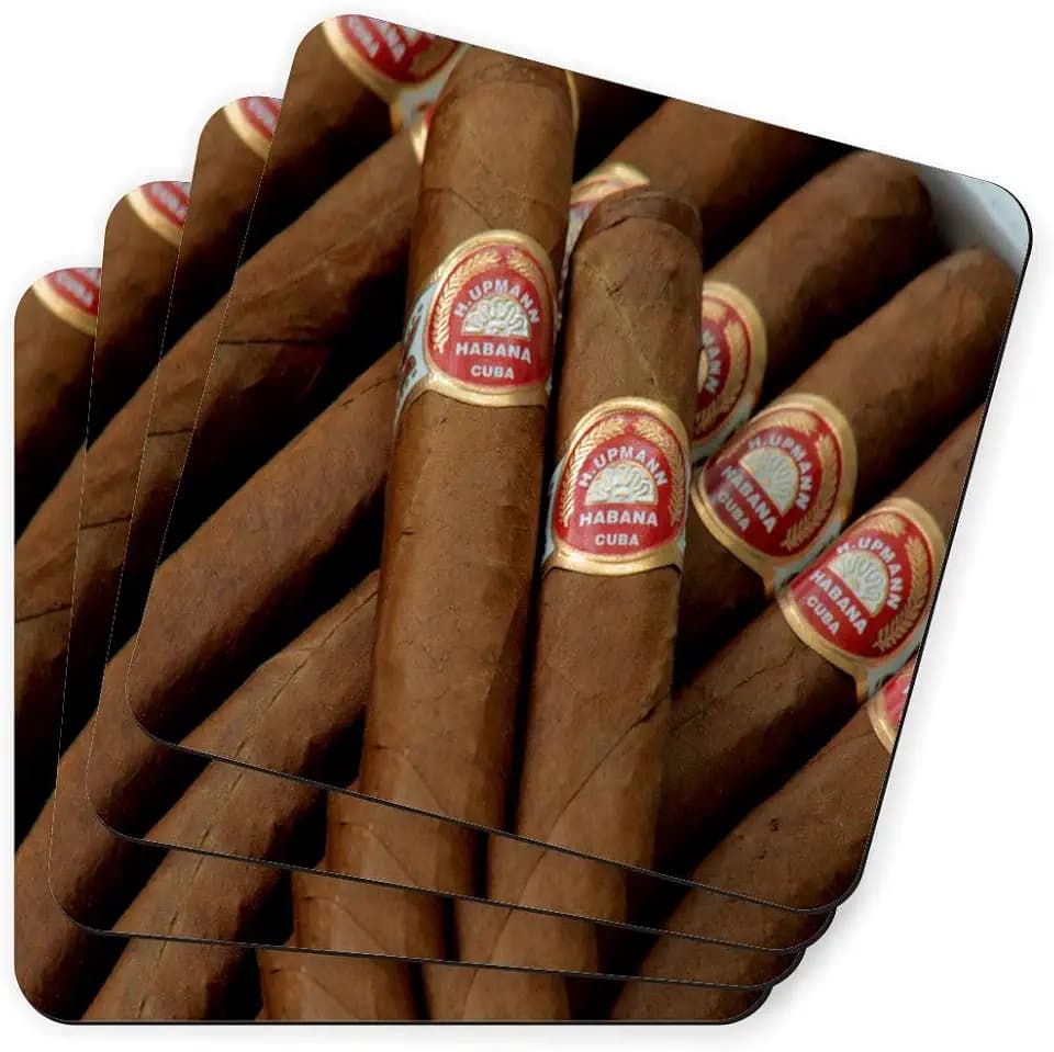 3.5 inch Soft Square Coasters Art (x4)- Cuban Cigars Havana Cigar