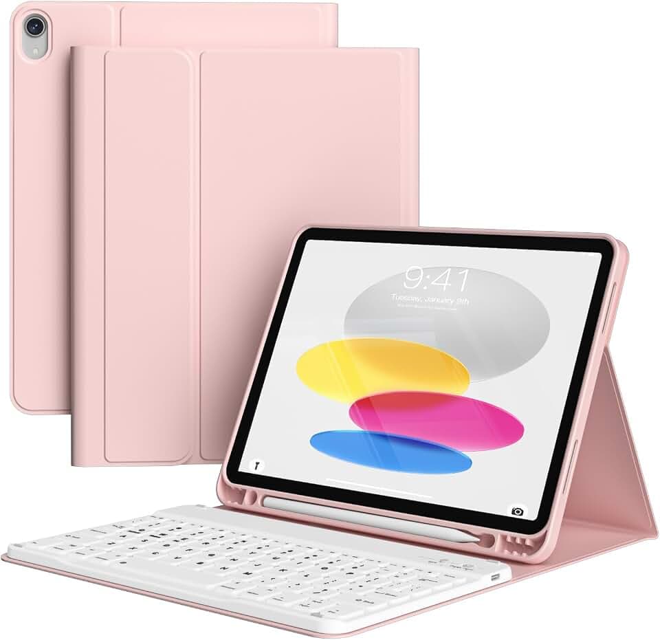 Tastatur Hülle für iPad 11. Gen 2025 / iPad 10. Gen 2022, Rosa
