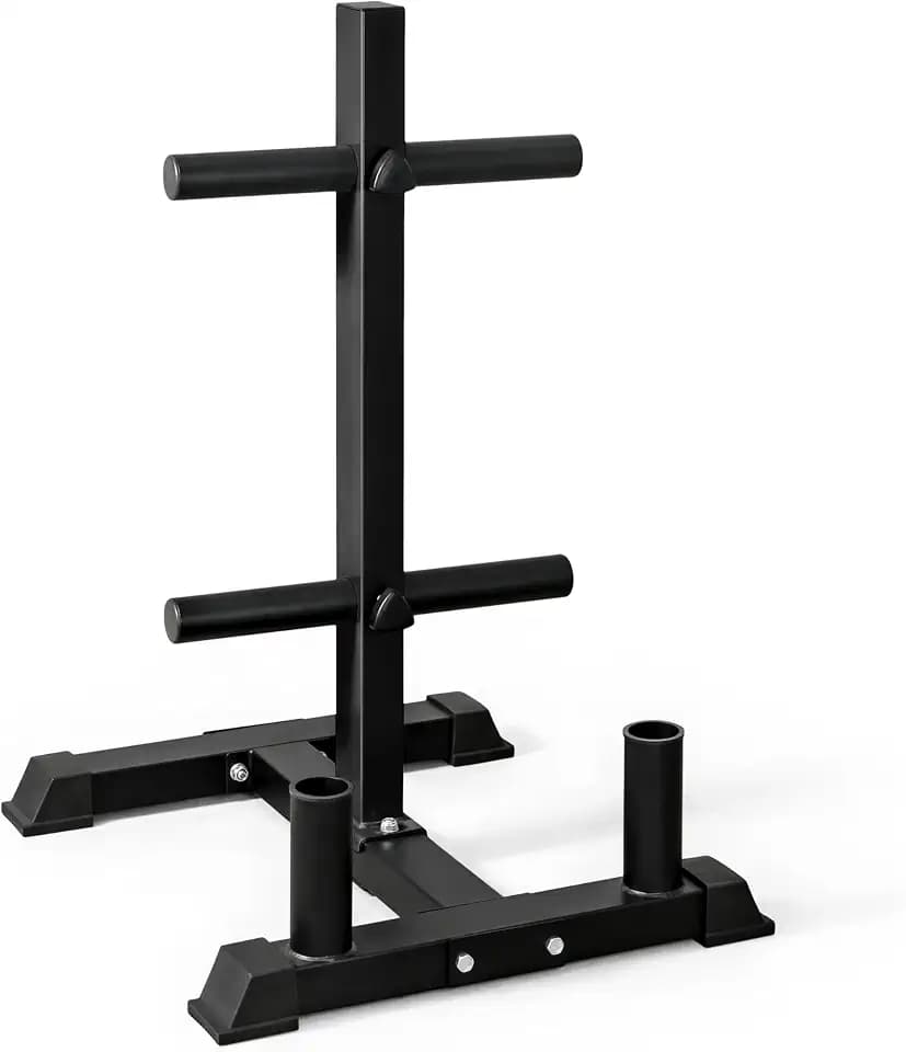 CAP Olympic Bumper Plate Tree Rack with Barbell Holders, Heavy-Duty Weight Plate Storage Rack for Home Gym, Steel Olympic Plate Organizer Stand, Multiple Color & Size Options