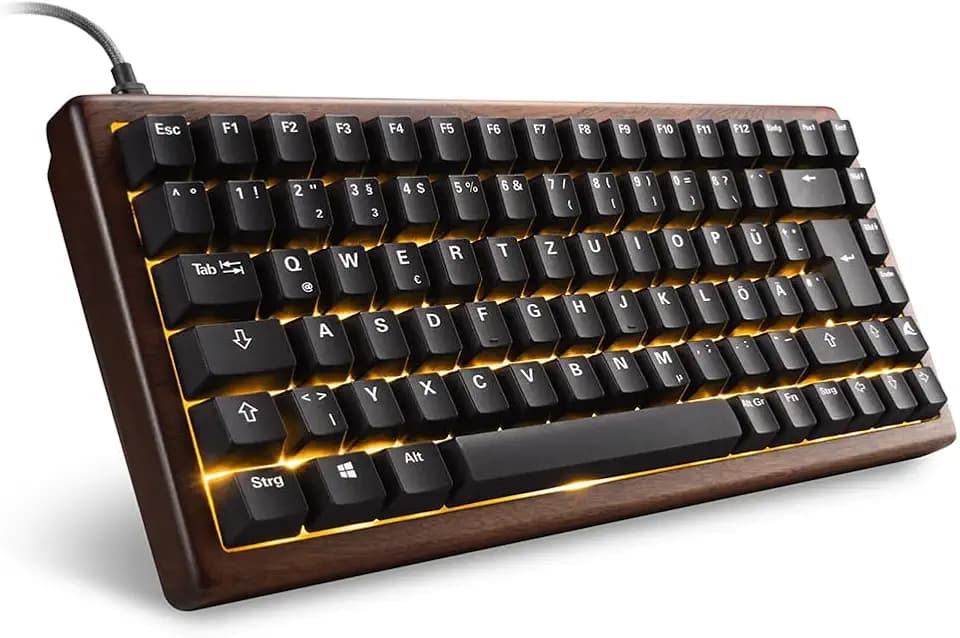 Sharkoon Skiller SGk50 S3 Wood, PBT, RGB Gaming Keyboard, 75% US-Layout