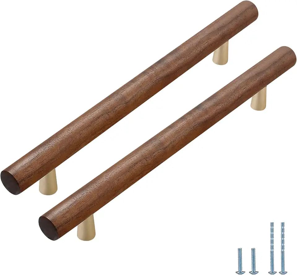2pcs Brown Wooden Drawer Pulls Beech Wood Drawer Handles Wood Hardware for Cabinets Dressers Wood Cabinet knobs Wooden knobs for cabinets and Drawers