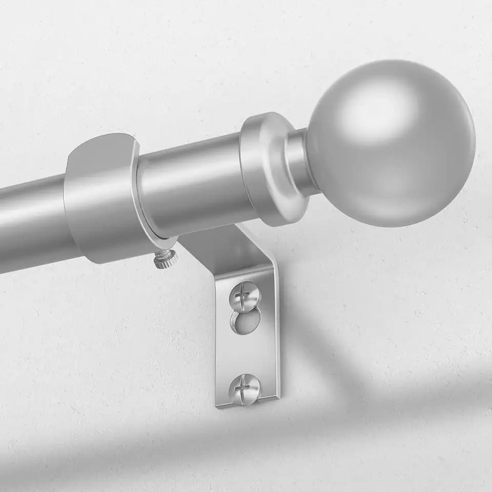 Silver Curtain Rod 36-91 Inch, 1 Inch Adjustable Heavy Duty Curtain Rods for Windows, Decorative Modern Window Treatment Rods, Telescopic Splicing Metal Drapery Pole, Easy Installation